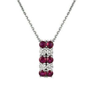 1.30 Carat Diamond and Ruby Two Rows Necklace